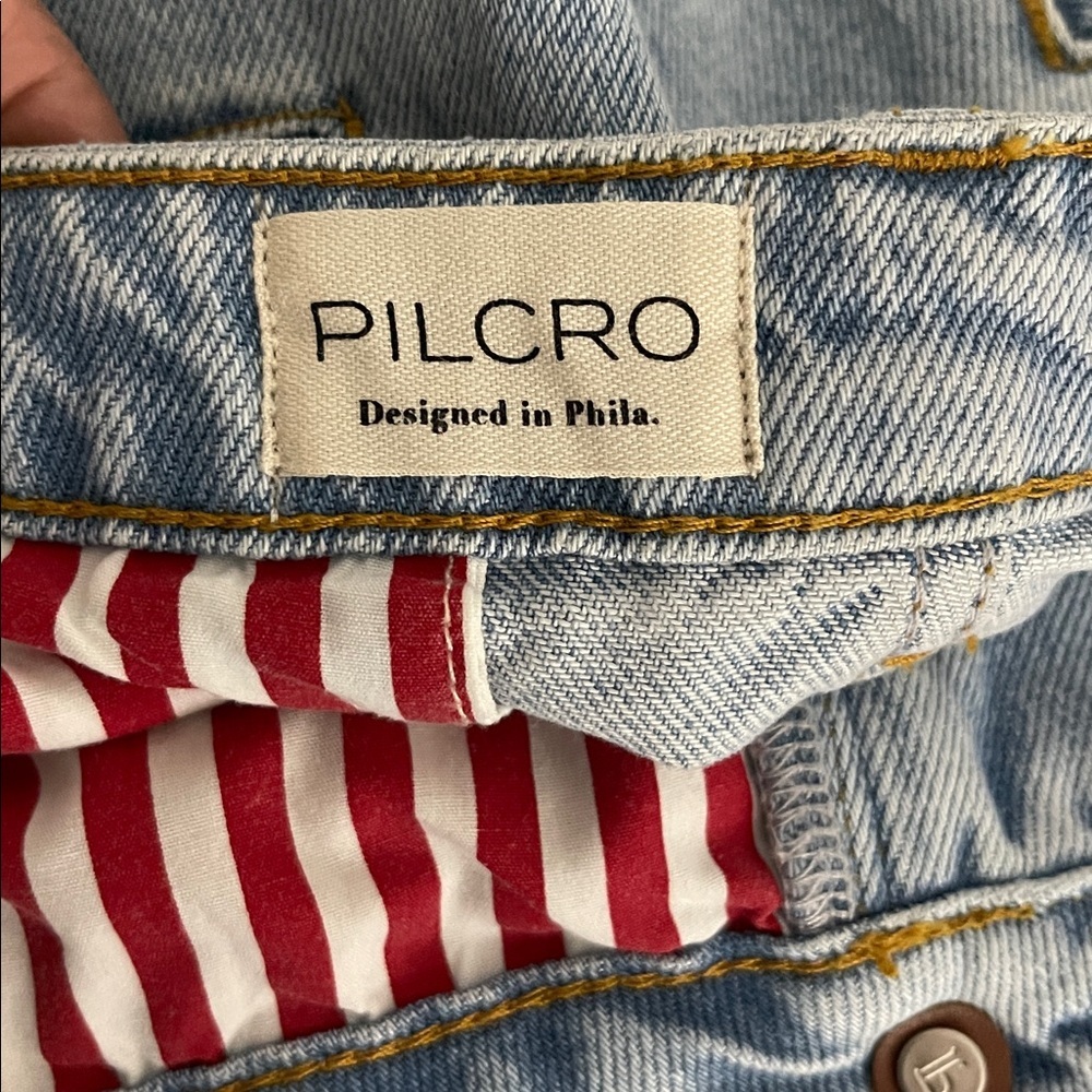 Anthropologie Pilcro pleated basque waist denim midi skirt size 14 - Picture 6 of 8